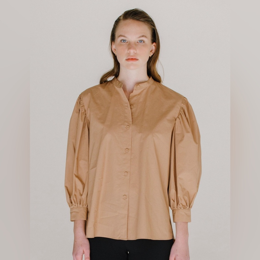 Mijeong Park puff sleeve blouse in mocha